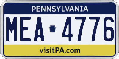 PA license plate MEA4776