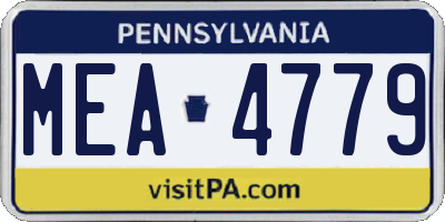 PA license plate MEA4779