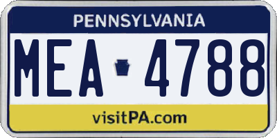 PA license plate MEA4788