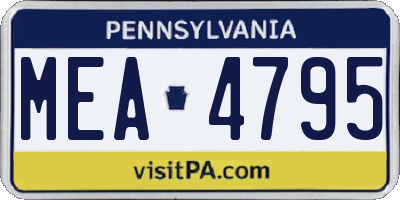 PA license plate MEA4795
