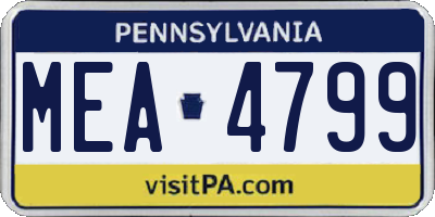 PA license plate MEA4799