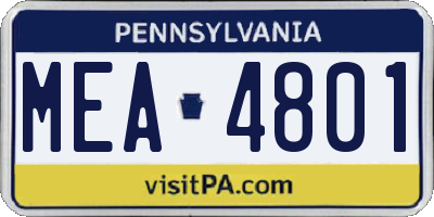 PA license plate MEA4801