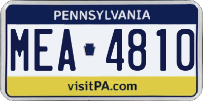 PA license plate MEA4810