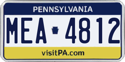 PA license plate MEA4812
