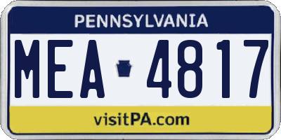 PA license plate MEA4817