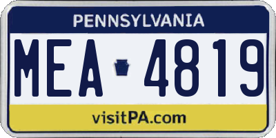 PA license plate MEA4819