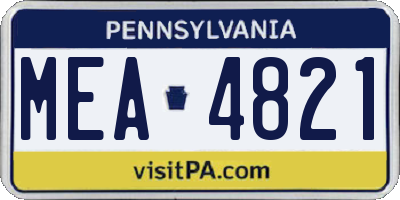 PA license plate MEA4821