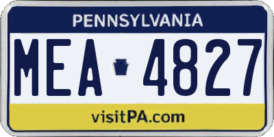PA license plate MEA4827