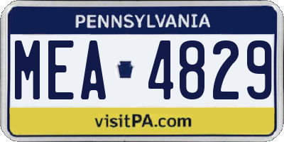 PA license plate MEA4829