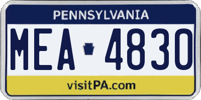 PA license plate MEA4830