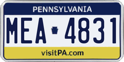 PA license plate MEA4831