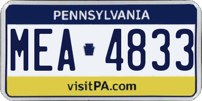 PA license plate MEA4833