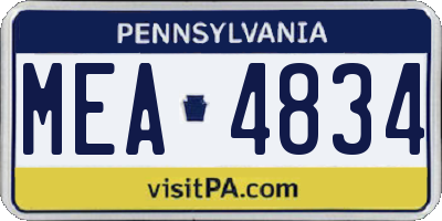 PA license plate MEA4834