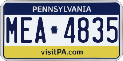 PA license plate MEA4835