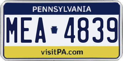 PA license plate MEA4839