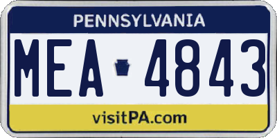 PA license plate MEA4843