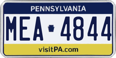 PA license plate MEA4844