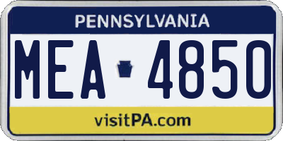 PA license plate MEA4850