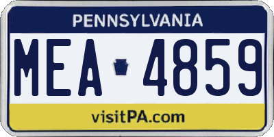 PA license plate MEA4859