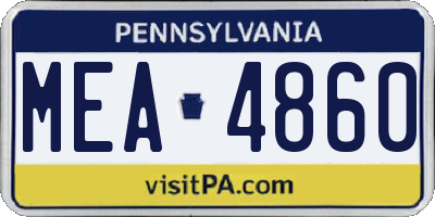 PA license plate MEA4860