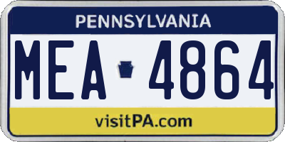 PA license plate MEA4864
