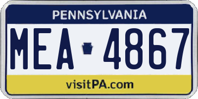 PA license plate MEA4867