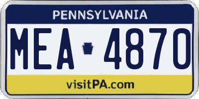 PA license plate MEA4870