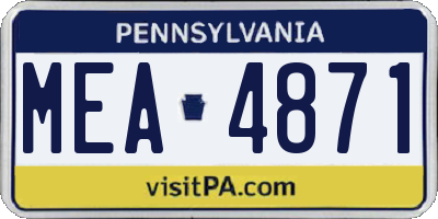 PA license plate MEA4871