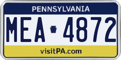 PA license plate MEA4872