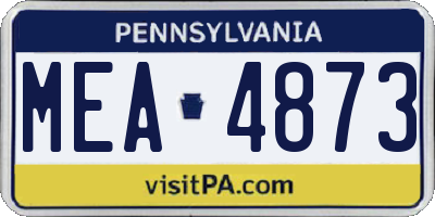 PA license plate MEA4873