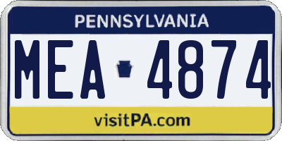 PA license plate MEA4874