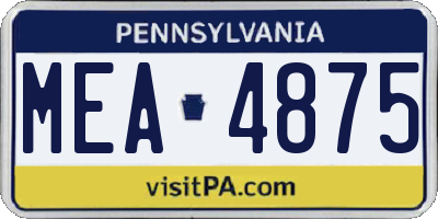 PA license plate MEA4875