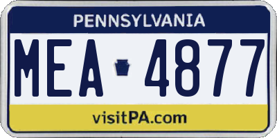 PA license plate MEA4877