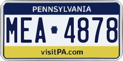 PA license plate MEA4878