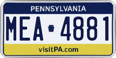 PA license plate MEA4881