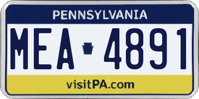 PA license plate MEA4891