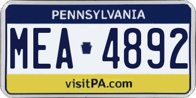 PA license plate MEA4892