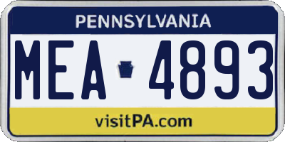 PA license plate MEA4893