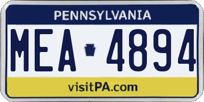 PA license plate MEA4894