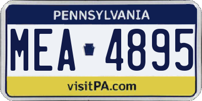 PA license plate MEA4895