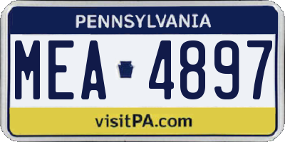 PA license plate MEA4897