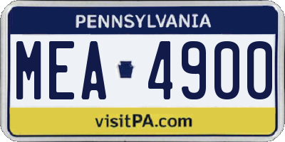 PA license plate MEA4900