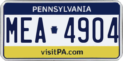 PA license plate MEA4904