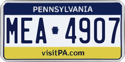 PA license plate MEA4907