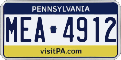 PA license plate MEA4912