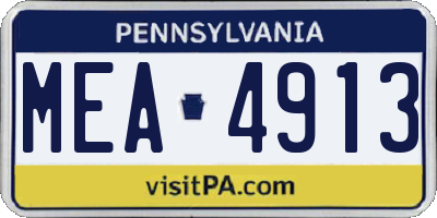 PA license plate MEA4913