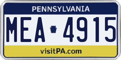 PA license plate MEA4915