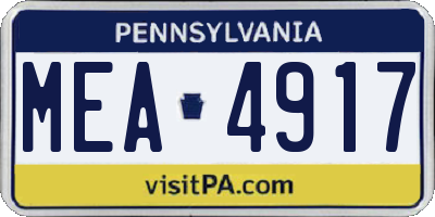 PA license plate MEA4917