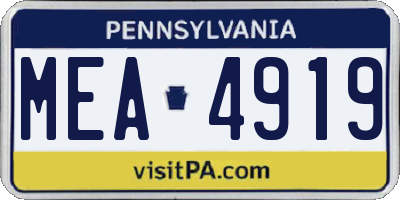 PA license plate MEA4919