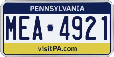 PA license plate MEA4921